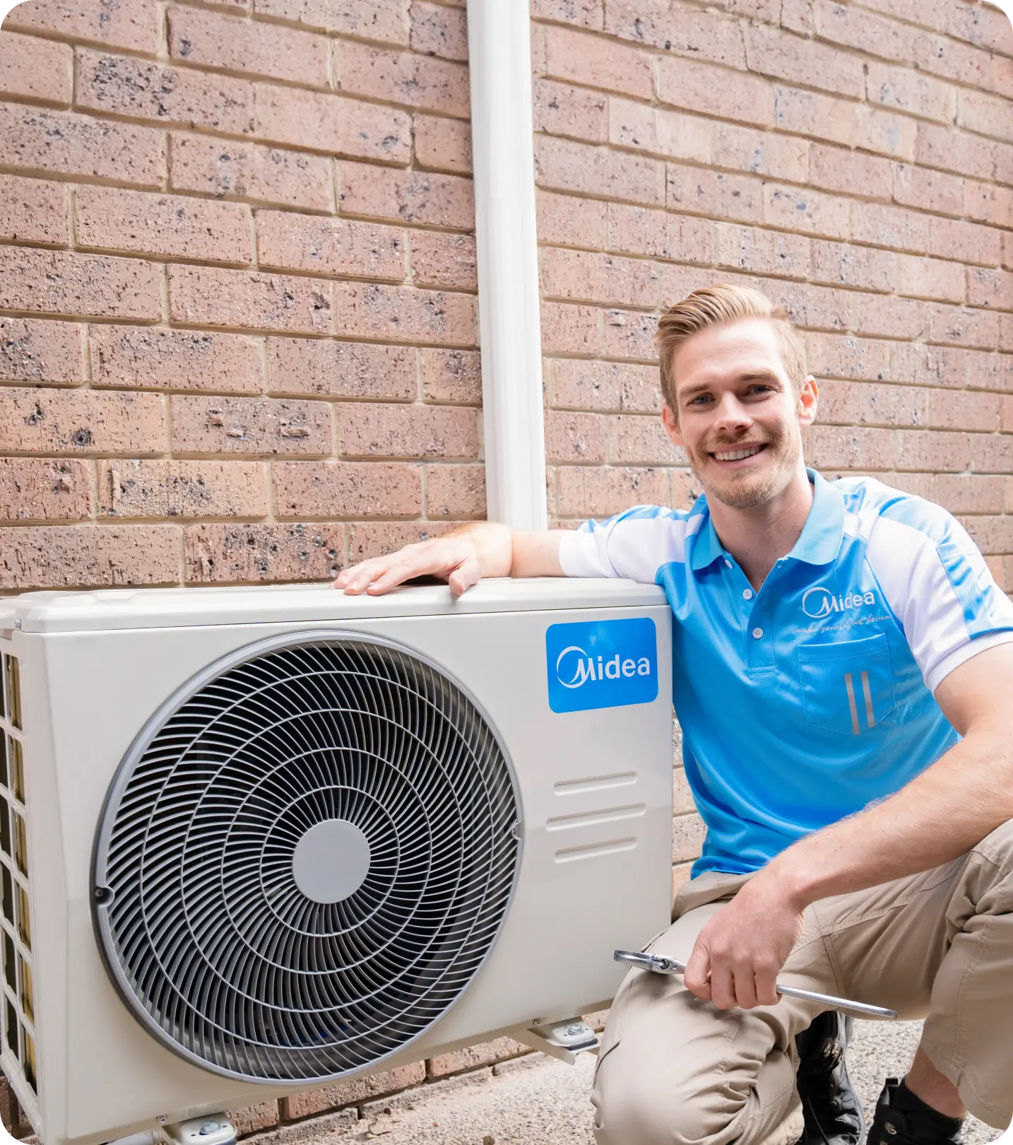 A Midea cold-climate air conditioner installed in a Massachusetts home.